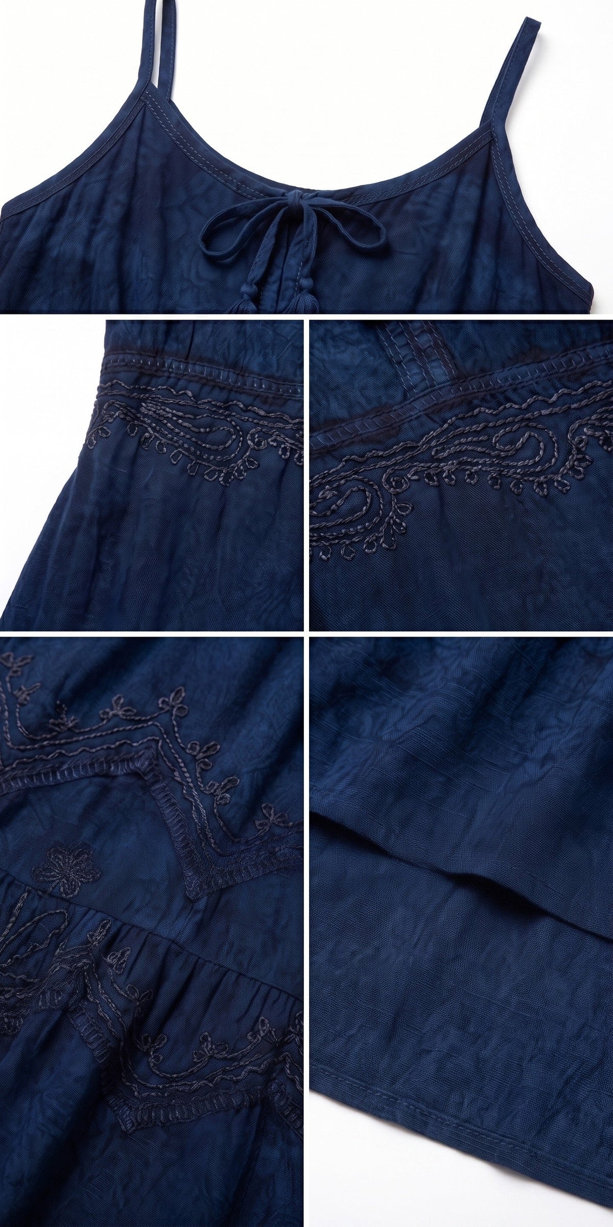 Stonewashed Rayon Embroidered Maxi Dress