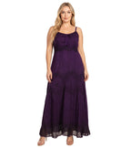 Stonewashed Rayon Embroidered Maxi Dress