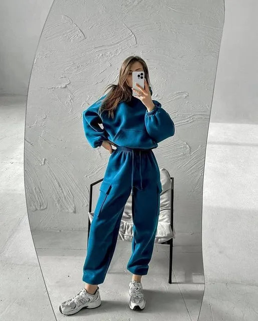 Women's Hooded Sweatshirt Pants Set