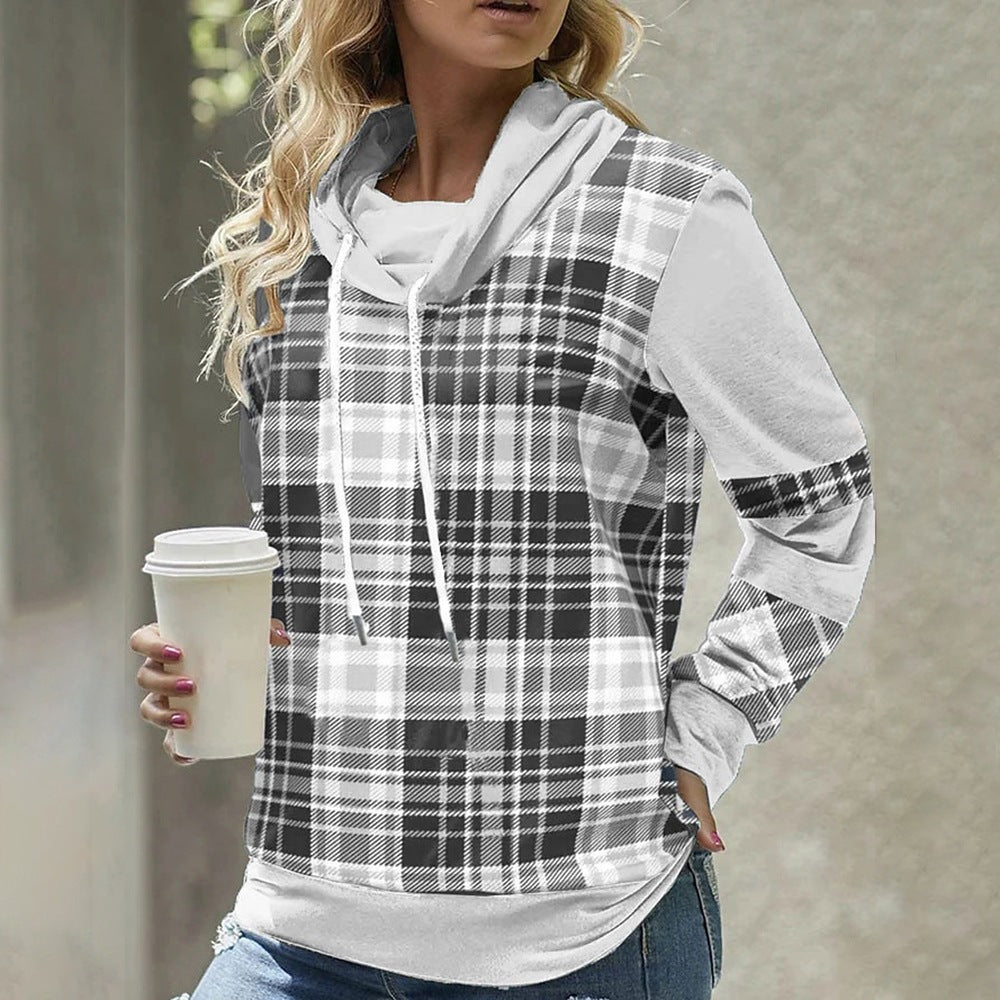 Plaid Print Loose Hooded Top