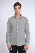 Green Houndstooth Cotton Shirt