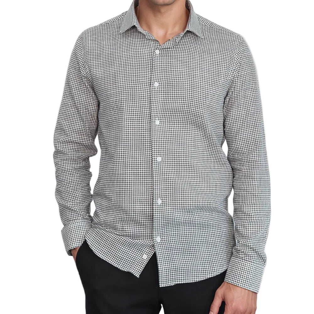 Green Houndstooth Cotton Shirt