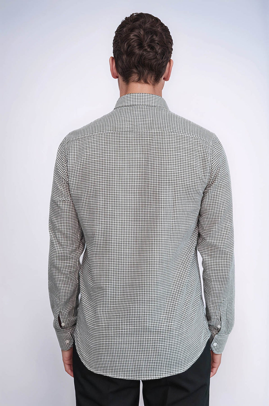 Green Houndstooth Cotton Shirt