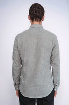 Green Houndstooth Cotton Shirt
