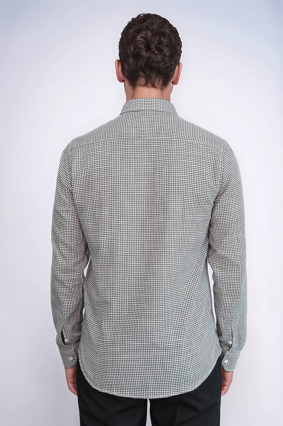 Green Houndstooth Cotton Shirt