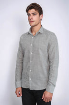 Green Houndstooth Cotton Shirt