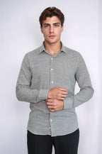 Green Houndstooth Cotton Shirt