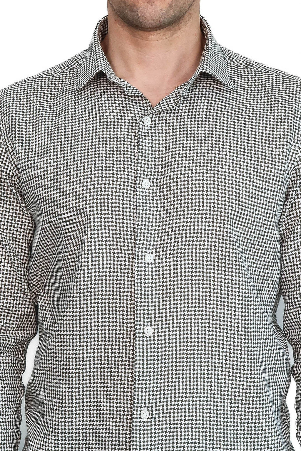 Green Houndstooth Cotton Shirt