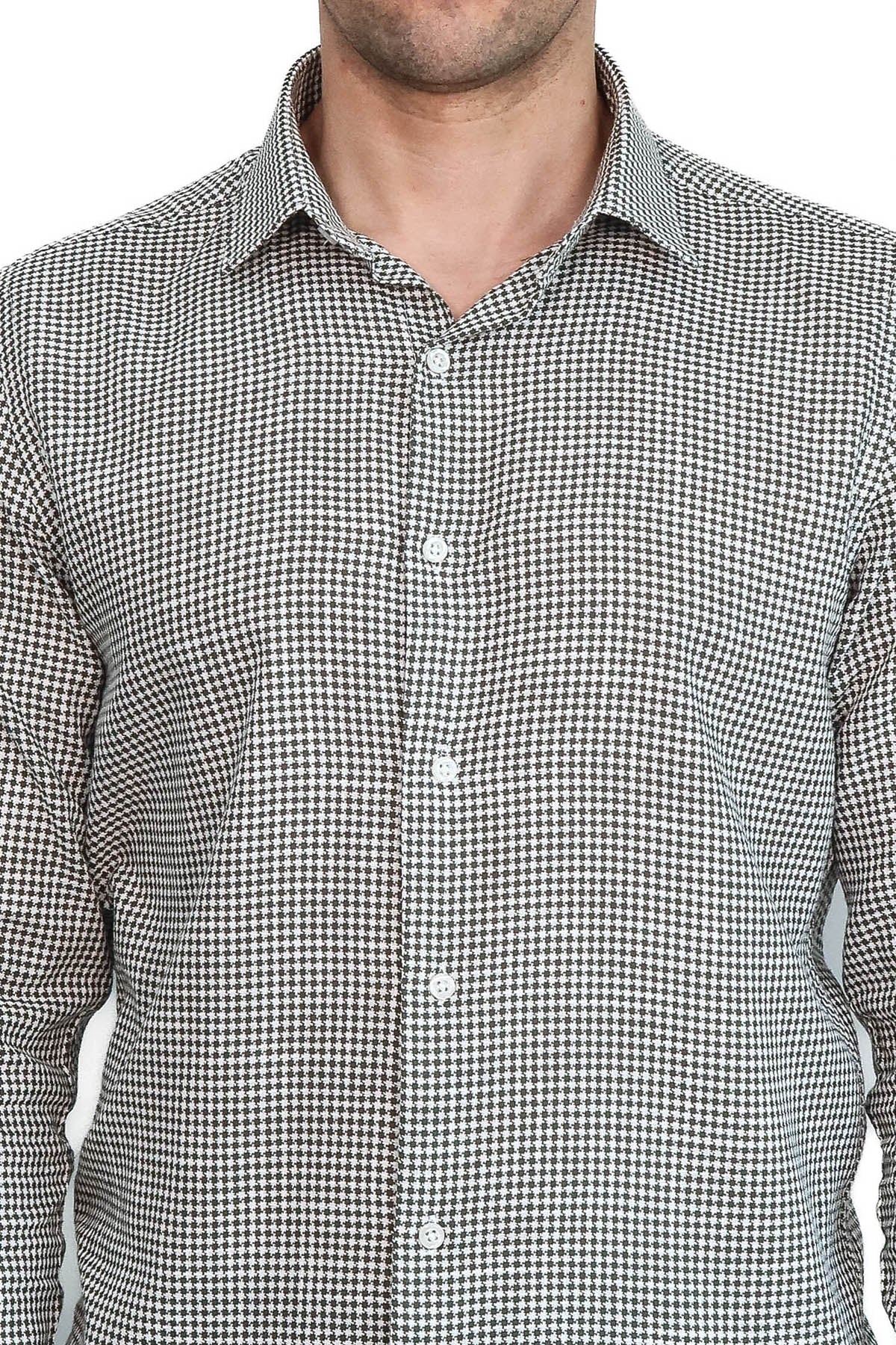 Green Houndstooth Cotton Shirt