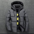 Duck Down Jacket Men Winter Warm Solid Color Hooded Jackets Outdoor Coat