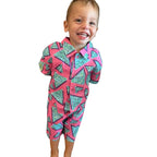 Kids Retro Blue Triangle Romper
