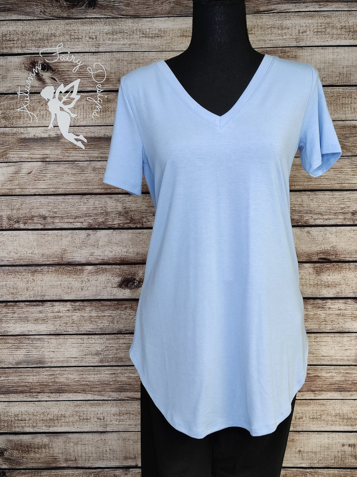 V-Neck Short Sleeve (Spring Blue)