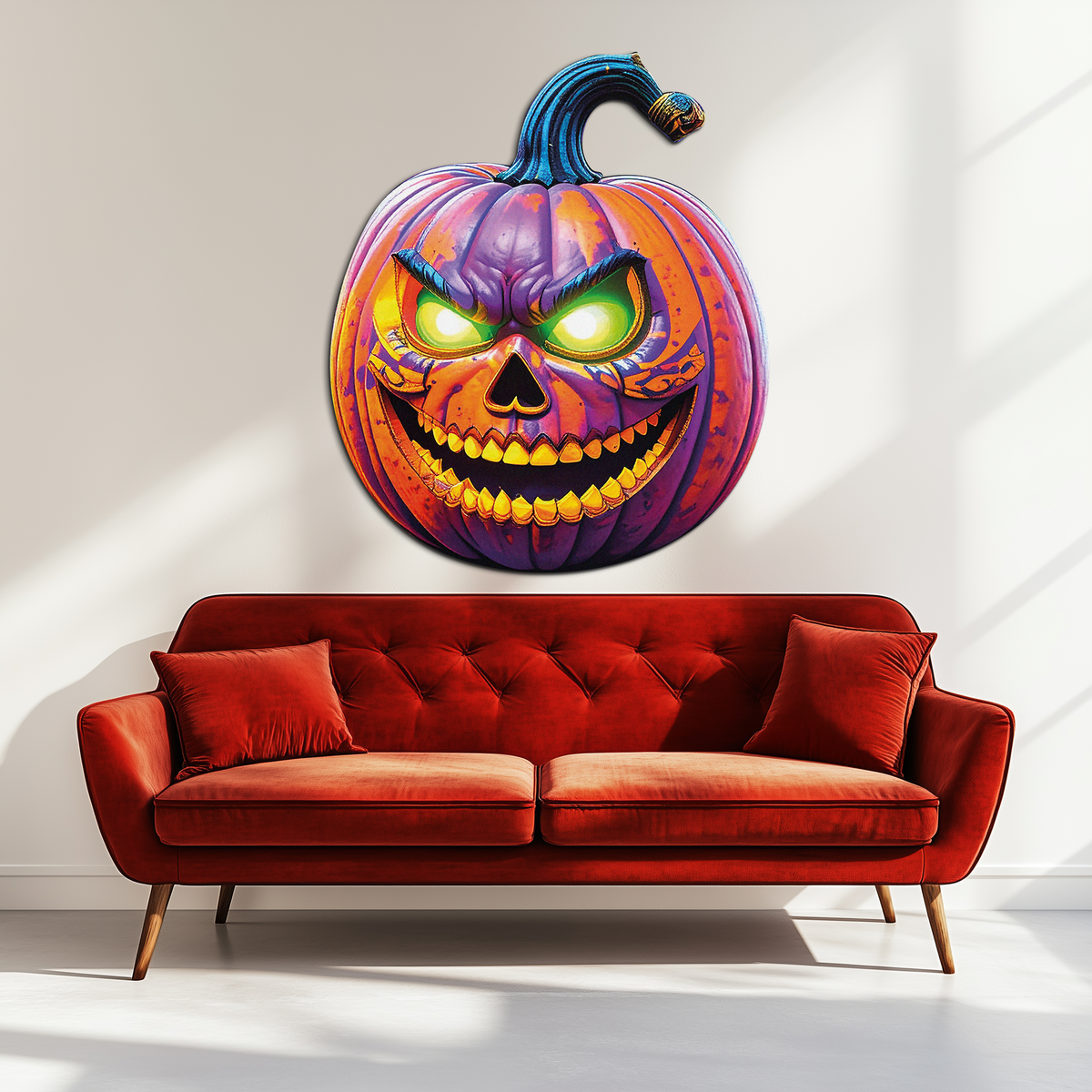 Evil Pumpkin Metal Wall Art – Spooky Halloween Decor-KAFUVM034
