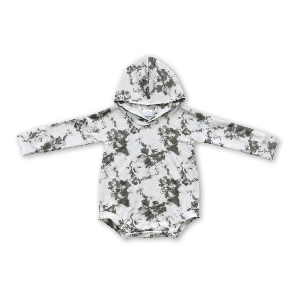 Olive Tie Dye Long Sleeve Baby Romper