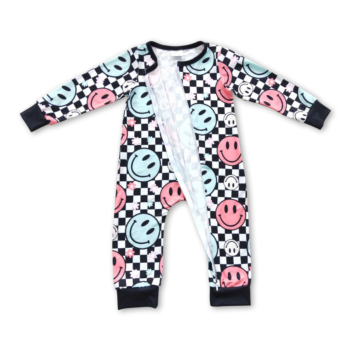 Plaid Smile Long Sleeve Baby Romper