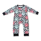 Plaid Smile Long Sleeve Baby Romper