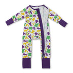 Crawfish Mardi Gras Baby Zipper Romper