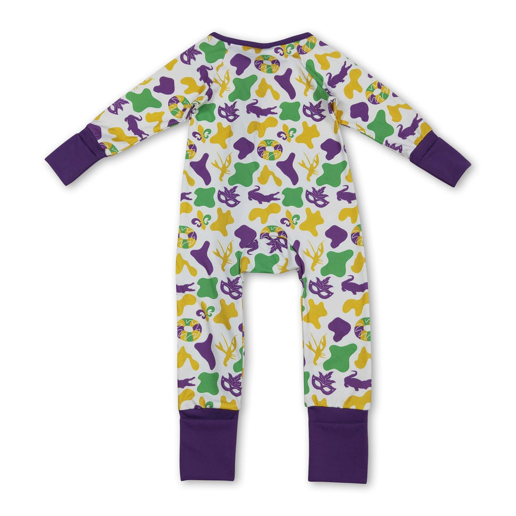 Crawfish Mardi Gras Baby Zipper Romper