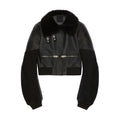 Black Sheepskin Aviator Bomber Jacket
