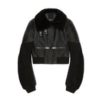 Black Sheepskin Aviator Bomber Jacket