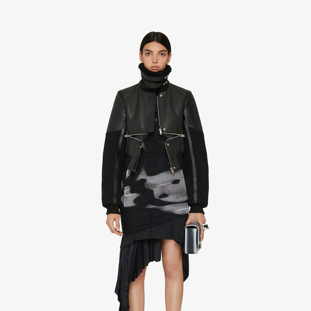 Black Sheepskin Aviator Bomber Jacket