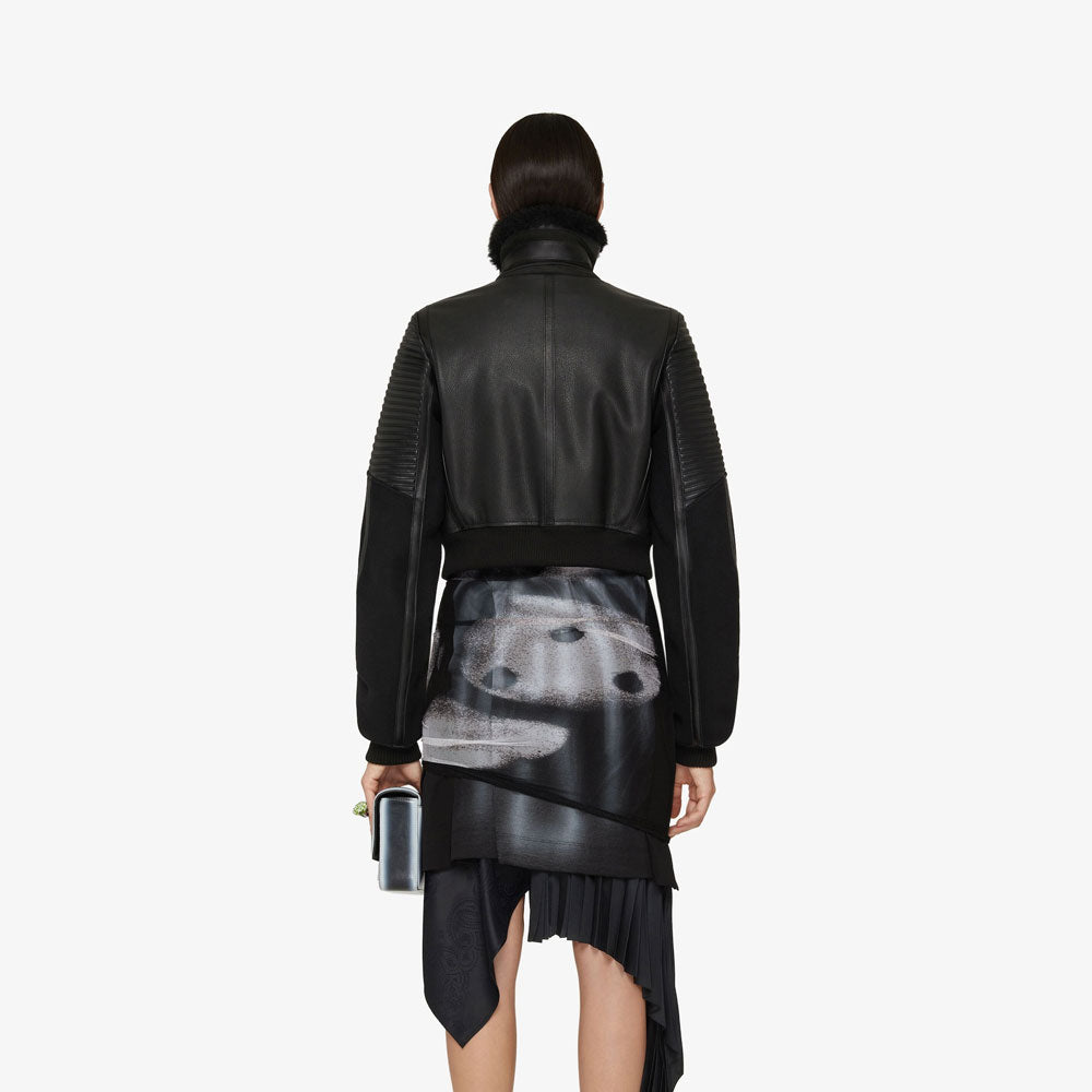 Black Sheepskin Aviator Bomber Jacket