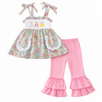 Floral Bunny Embroidered Smocked Set