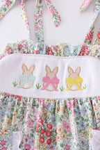 Floral Bunny Embroidered Smocked Set