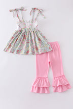 Floral Bunny Embroidered Smocked Set