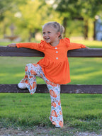 Girls Pumpkin Print Halloween Set