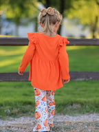 Girls Pumpkin Print Halloween Set