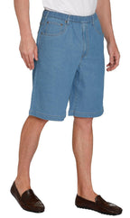 Men's Pull-On Stretch Denim and Twill Shorts — Elastic Waist No Zipper