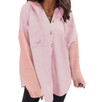 Fall Winter Women Clothing Sweater Patchwork Hoodie Casual Coat for Women