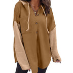 Fall Winter Women Clothing Sweater Patchwork Hoodie Casual Coat for Women