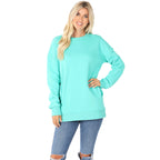 Swoop Neck Sweatshirt w/ Side Pockets - Mint