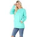 Swoop Neck Sweatshirt w/ Side Pockets - Mint