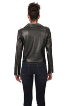 Vegan Leather Moto Jacket (Black)