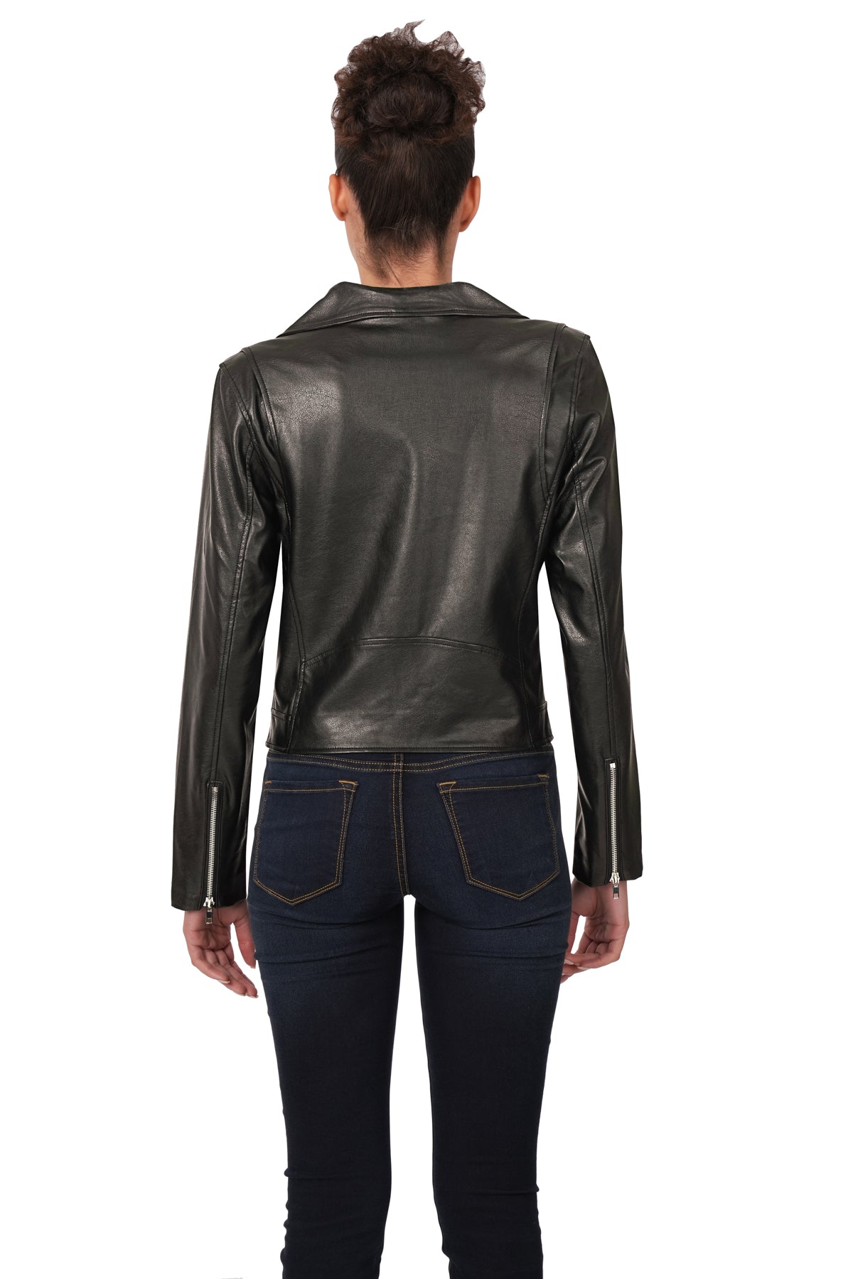 Vegan Leather Moto Jacket (Black)