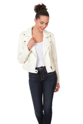 Vegan Leather Moto Jacket (Off White)