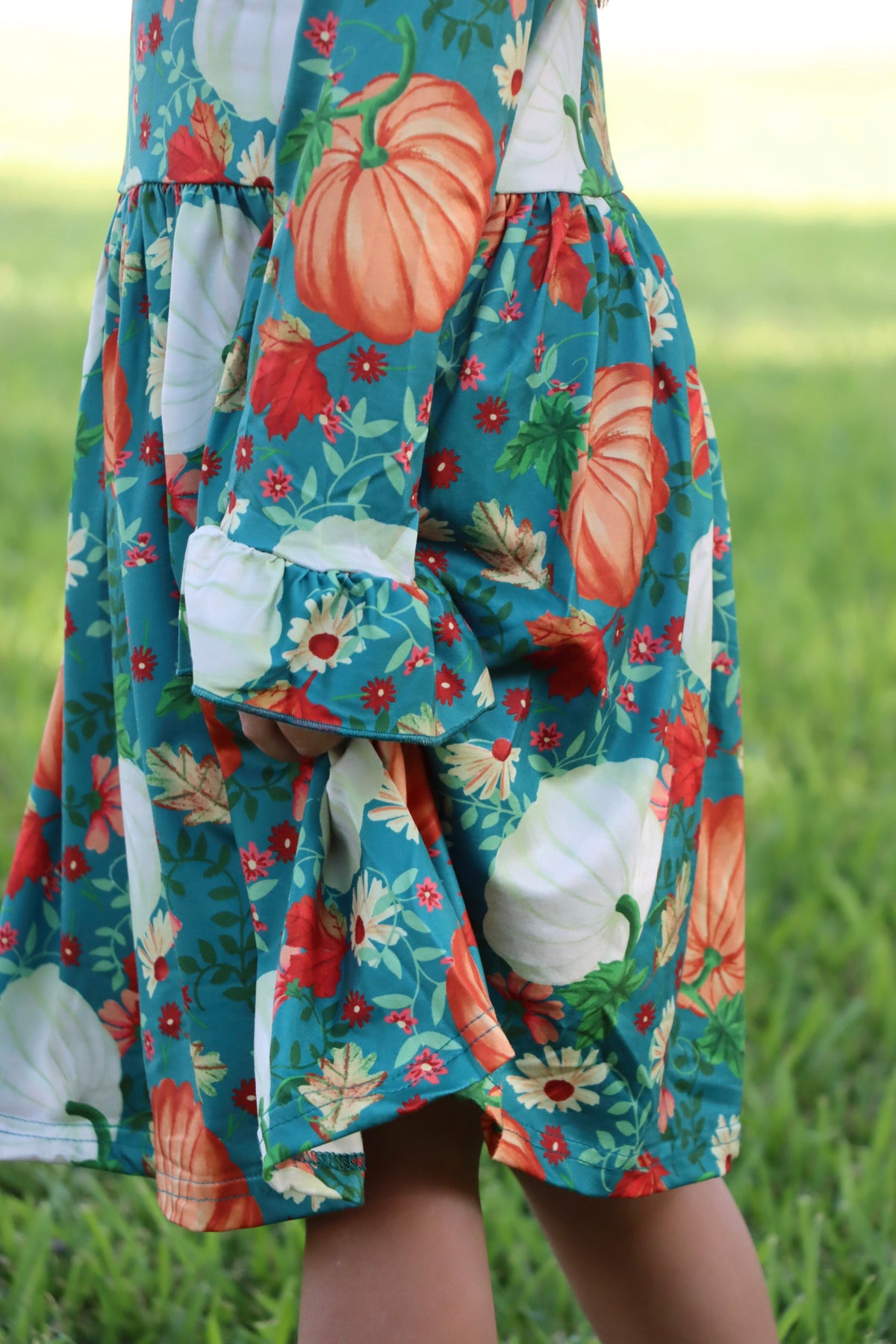 Pumpkin Print Girls Dress Set