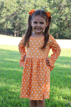 Pumpkin Print Girls Dress Set