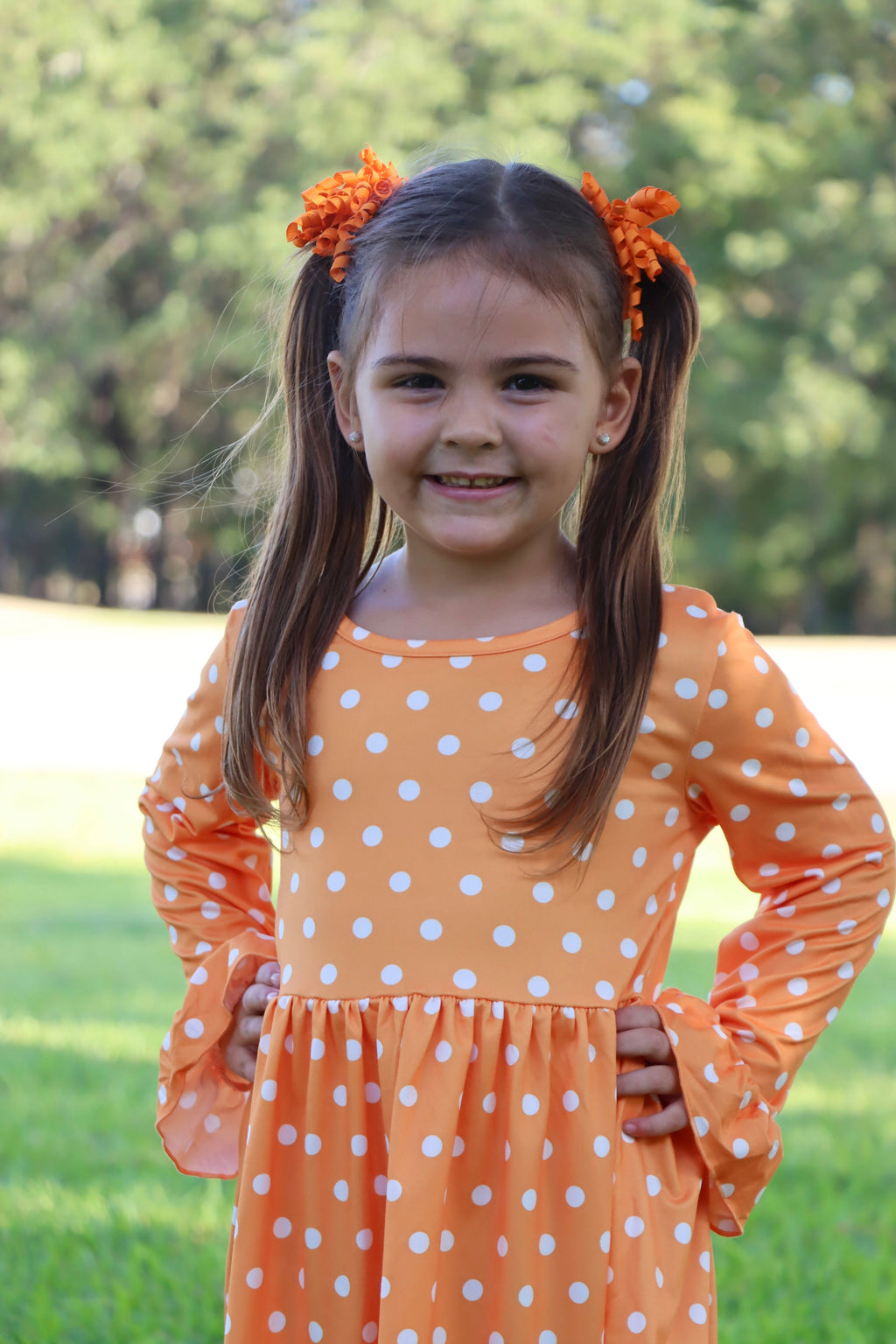 Pumpkin Print Girls Dress Set
