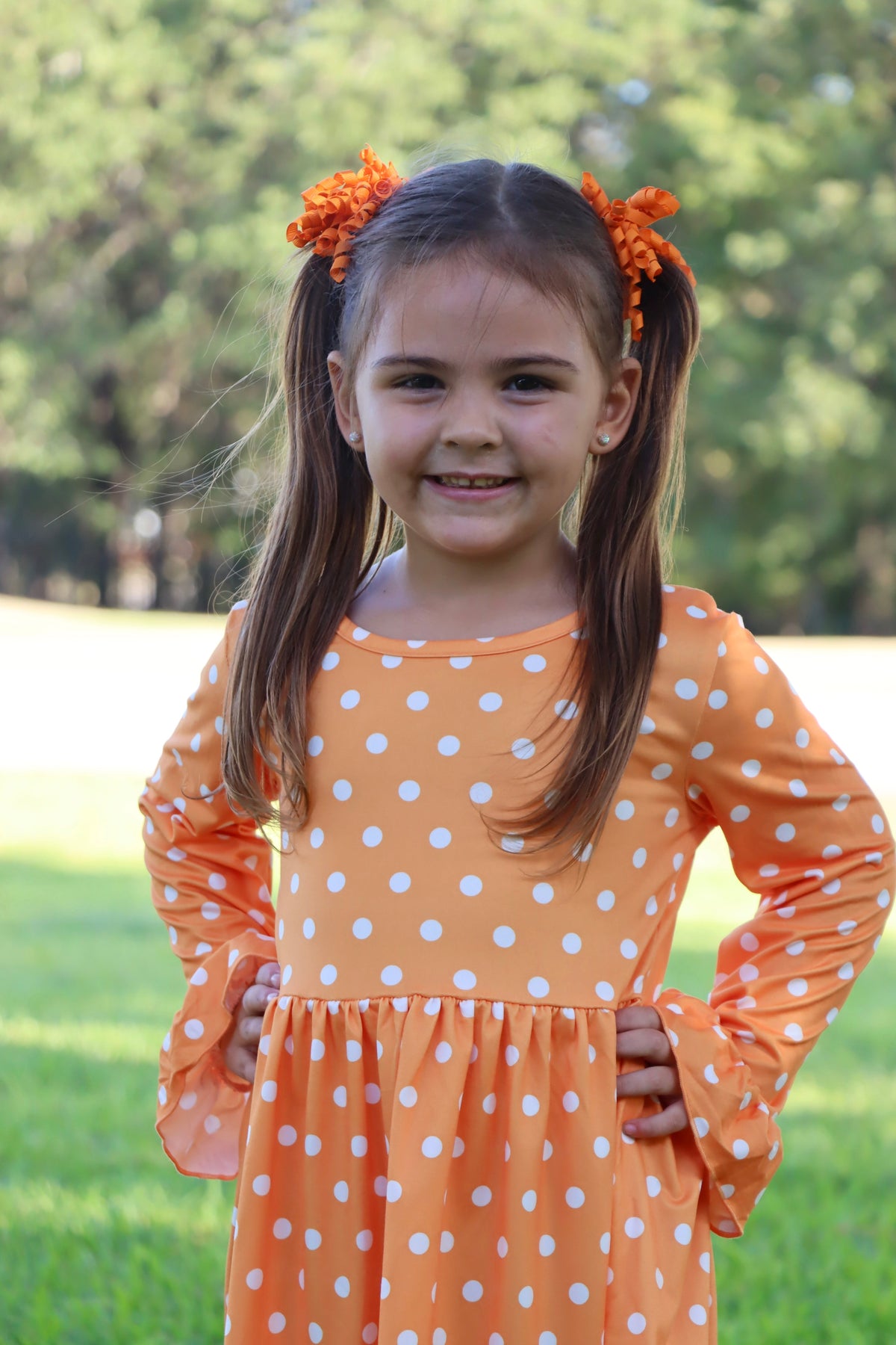 Pumpkin Print Girls Dress Set