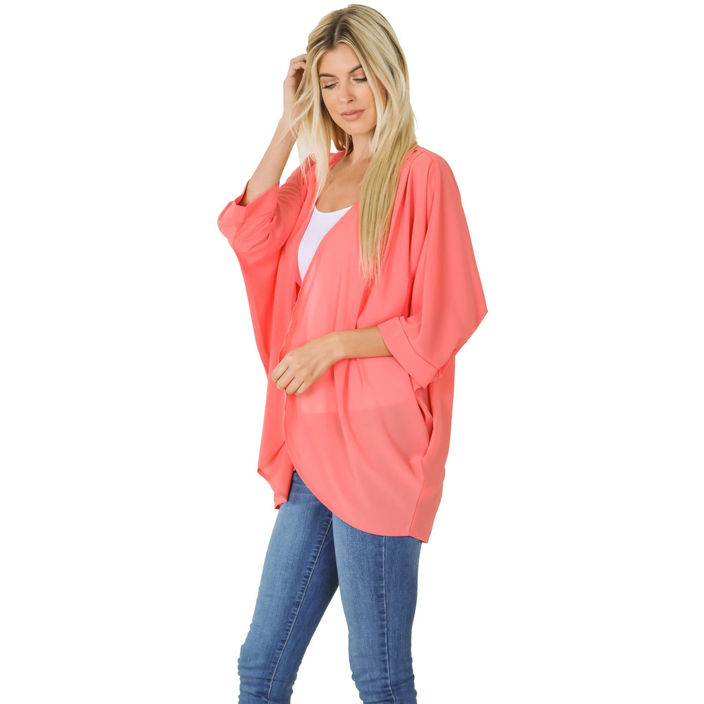 Kimono with Pleated Shoulder (N Coral Pink)