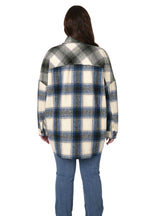 Oversized Yarn 2 Tone Plaid Longline Shacket - Teal/Olive