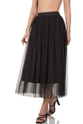 MESH PLEATED SKIRT (BLACK)