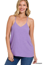 ADJUSTABLE STRAP V-NECK CAMI TOP (LAVENDER)