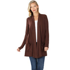 Slouchy Pocket Open Cardigan - Americano