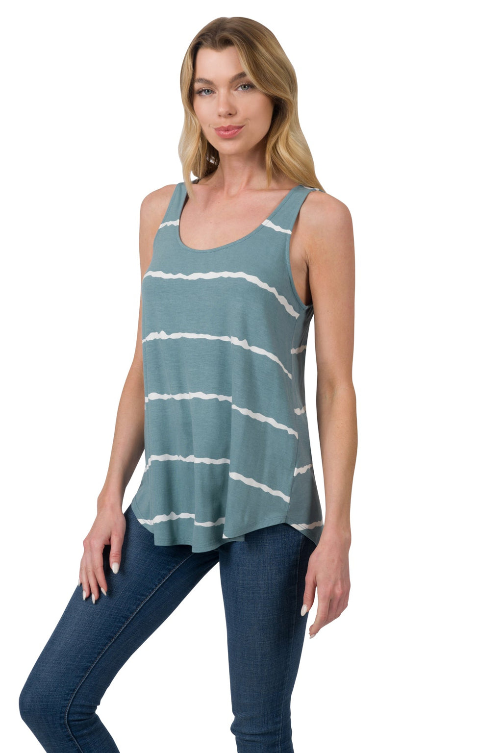 Flowy Tank - Striped (Blue Grey/Ivory)