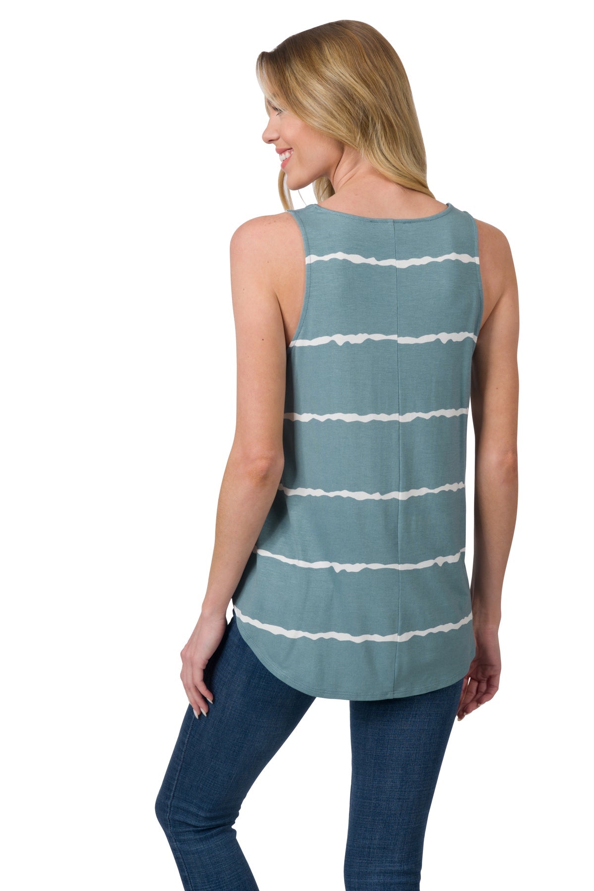 Flowy Tank - Striped (Blue Grey/Ivory)